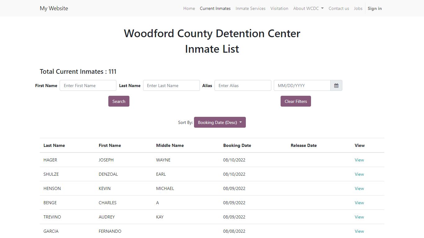 Inmates list | My Website - Woodford County Detention Center